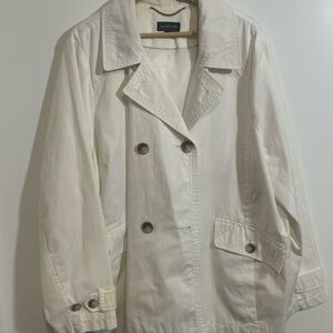 Lands' End Cream Double-Breasted Trench Coat